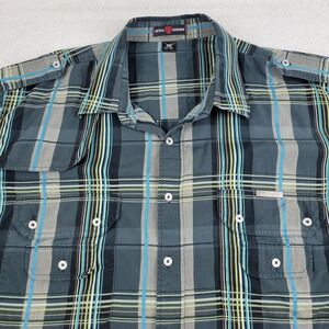 Artful Dodger Shirt Mens 3XL Blue Gray Plaid Long Sleeve Western Button‎ Up